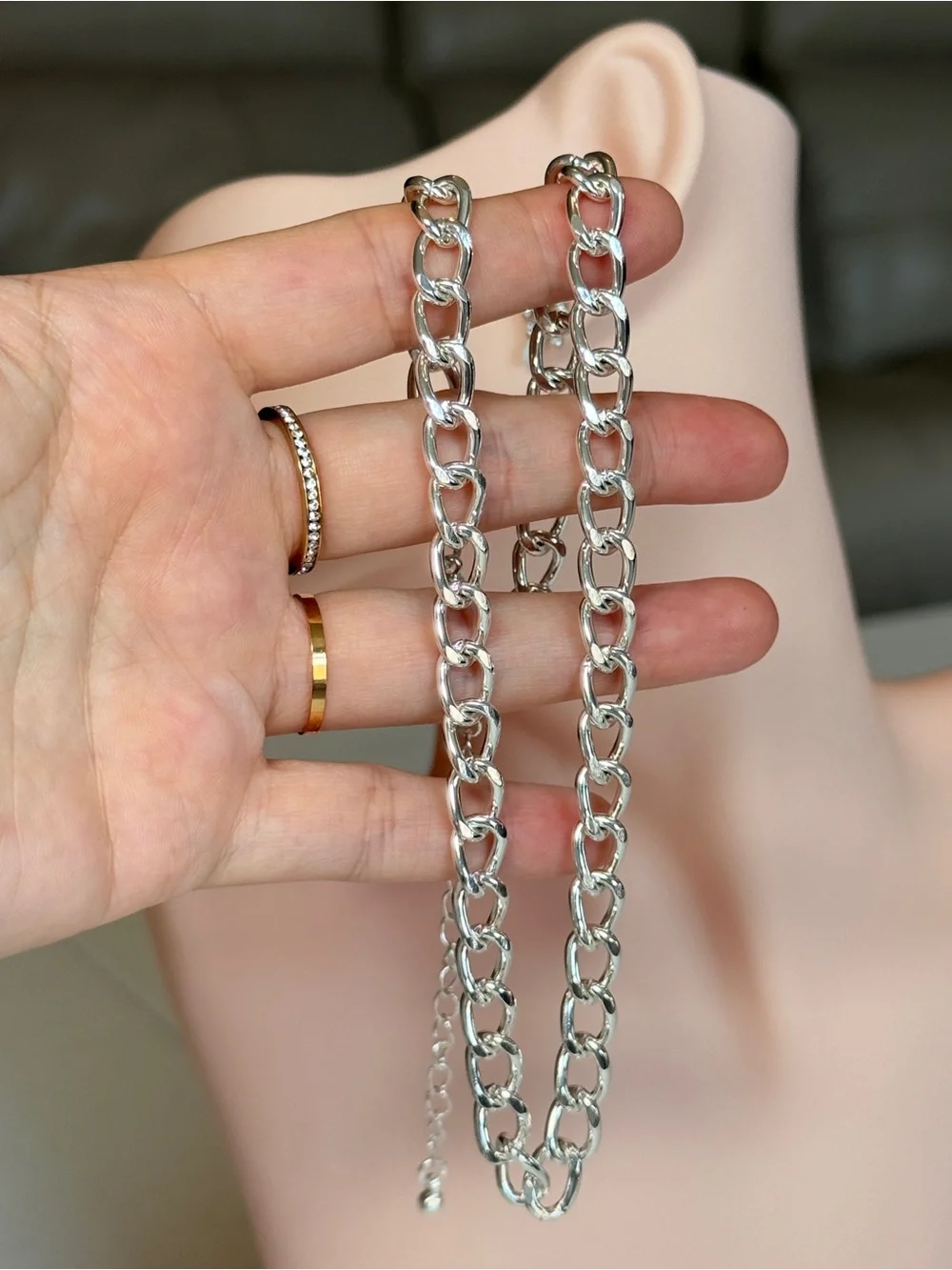 Casual Minimalist Silver Link Chain Necklace